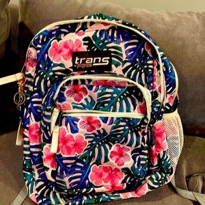 Gently used jansport flower themed padded backpack
